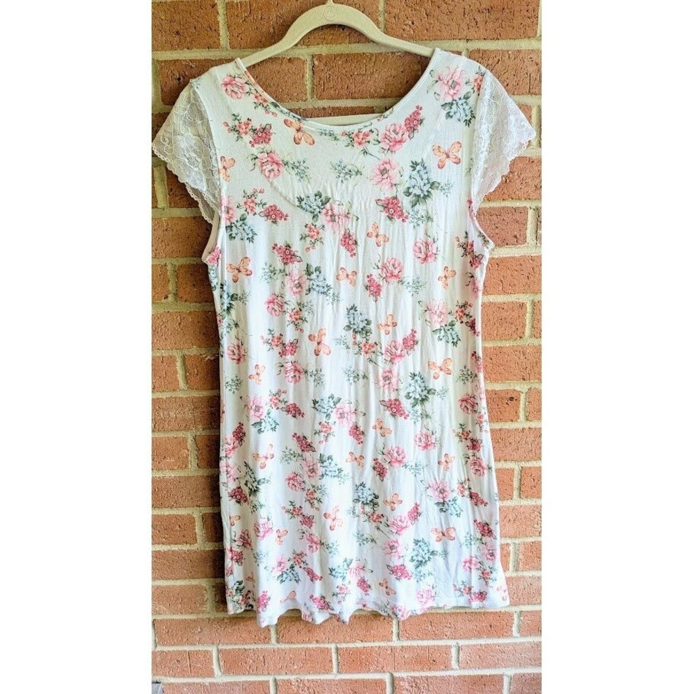 Butterfly Women's Nightgown M Floral Lace Sleeve Cottagecore Dainty Romantic - Picture 7 of 7